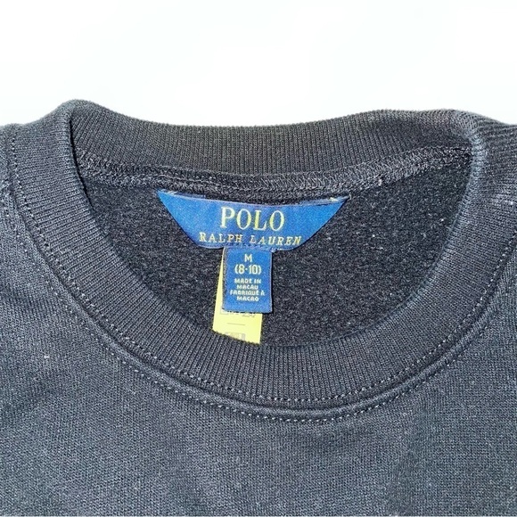 Polo Ralph Lauren MEDIUM (8 -10)Black w/Gold Horse Pony Embroidery Sweatshirt - Picture 3 of 5